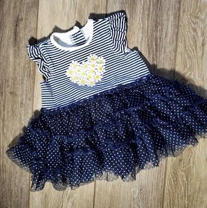 Little Me baby's navy, white striped ruffle sleeve tutu dress  Size 3T